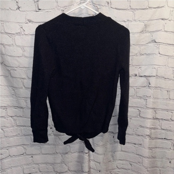 MOTH By Anthropologie Freeport Ribbed Sweater Size Small V-Neck Tie Blue Womens - Picture 4 of 4